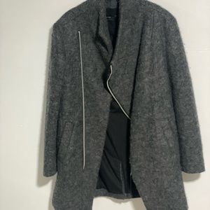 Religion Overcoat w/ Asymmetrical Zip - Flint Grey